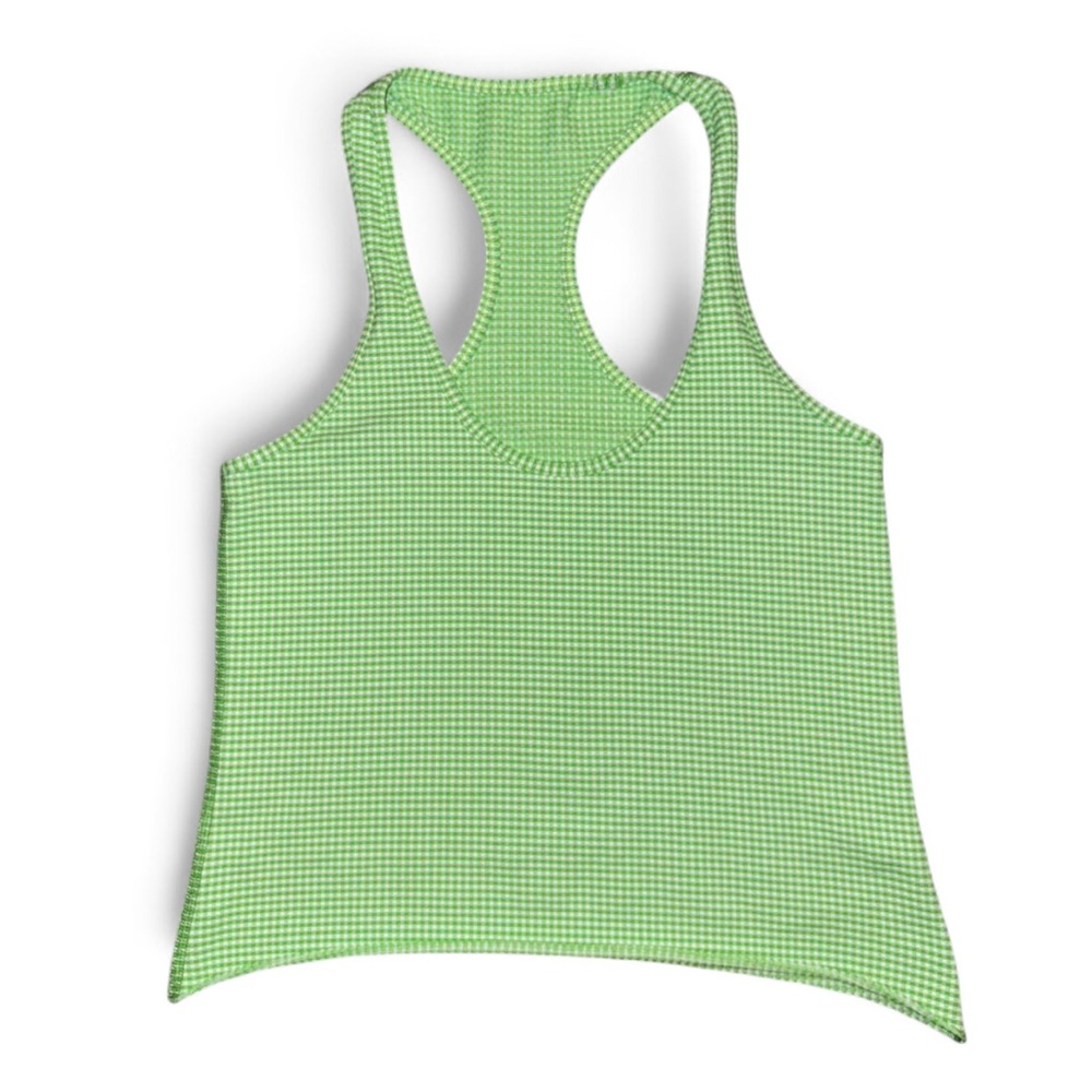 Lululemon Green & White Gingham Pattern Racerback Tank Top